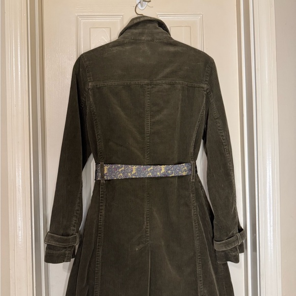 Olive Green Gap Corduroy Trench Coat - Picture 2 of 2